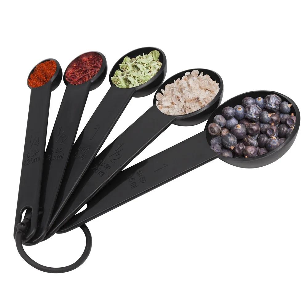 5-Piece Heavy Duty Round Measuring Spoons Set Accurate Measurement Markings Nesting Convenience Easy Clean Ideal Dry Liquid