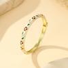 FTCY Colorful Five-leaf Flower Ename Bangles For Women Enamel Dropped Glaze Floral Diamond Bangle Luxury Jewelry Gifts