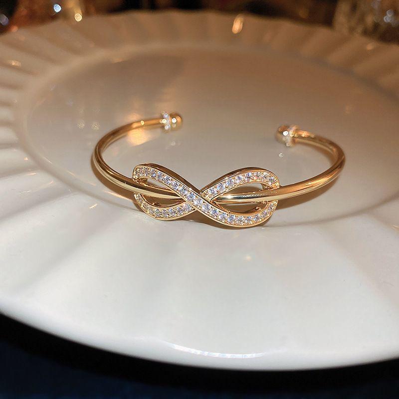 Europejsko-Amerykańska Otwarta Bransoletka Okrągła z Cyrkoniami – Lekko Luksusowa Bransoletka High-End dla Kobiet