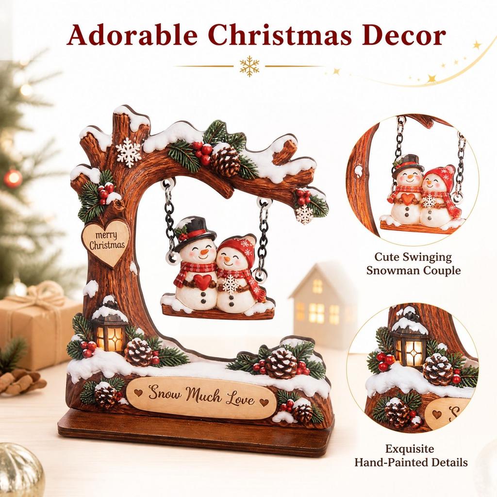 Christmas Swing Shaped Wooden Figurine with Brown Base, Christmas Home Decoration