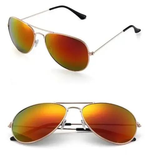 Men Retro Pilot Sunglasses Silver Big Frame Oversized Metal UV400 Reflective Lens Trendy Driving Shades for Male
