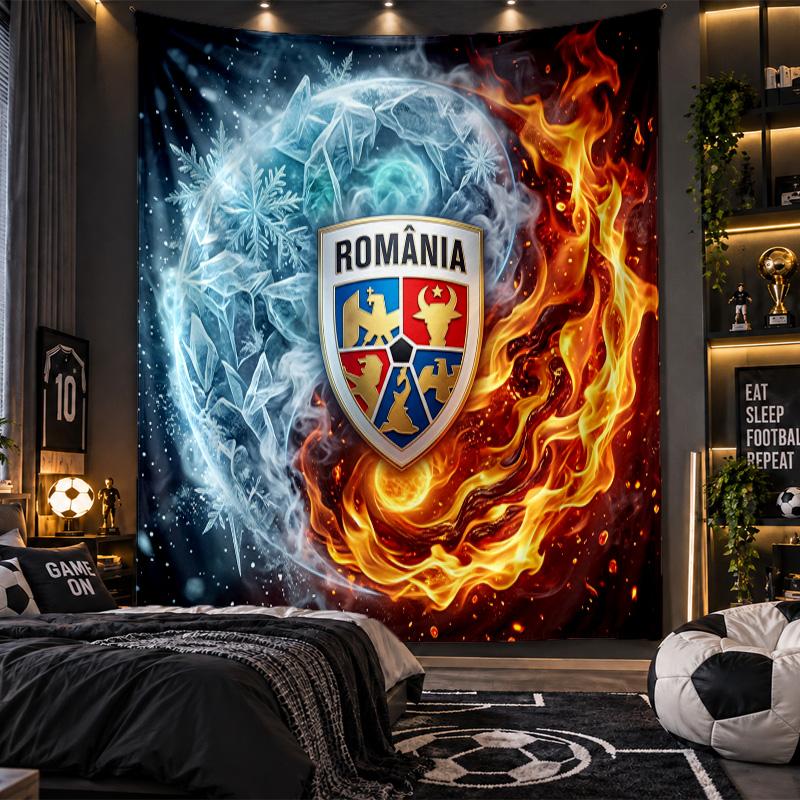 Tapisserie murale Imprimé Football Roumanie Tissu pour Salon Chambre Décoration de Maison