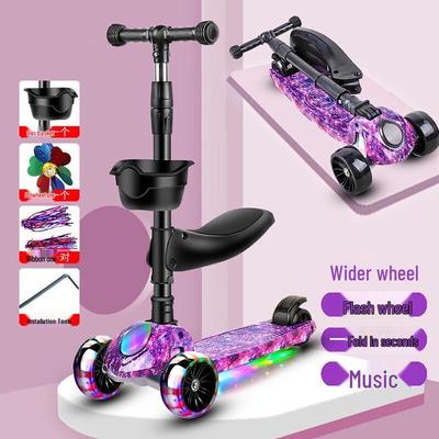 Longchan K7 Foldable Kids Scooter with Music & Light Seat