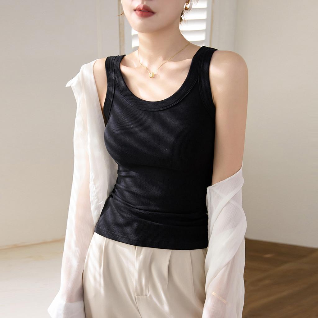 Fine Thread Cotton Suspender Vest Women's Casual Sports Sleeveless T-shirt