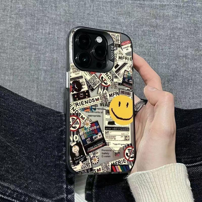 Graffiti Smiley Face Applies To Apple 16plus Mobile Phone Case iPhone16/15 Colored Silver 13promax Hard 12 Anti-drop 8
