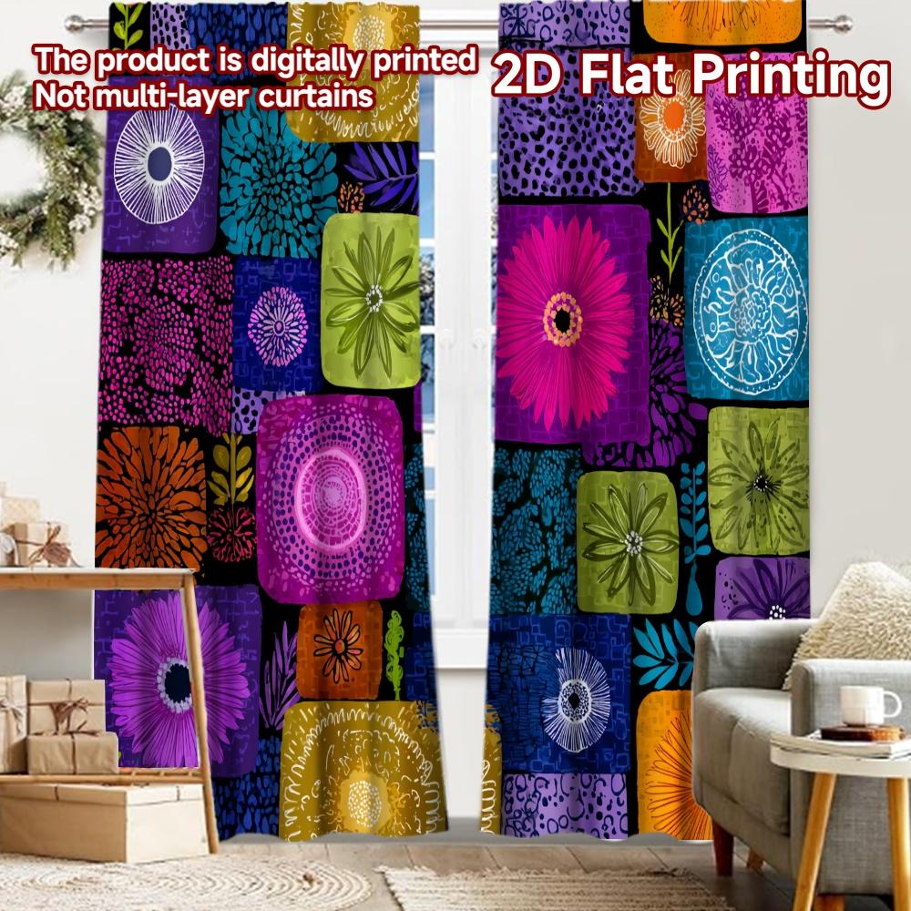 

2pcs 2D FLAT PRINTING Curtains (Without Rod) Pattern Mosaic(2) Christmas Festival Creative Curtains Polyester Curtains 100*130 HOOK 1pcs