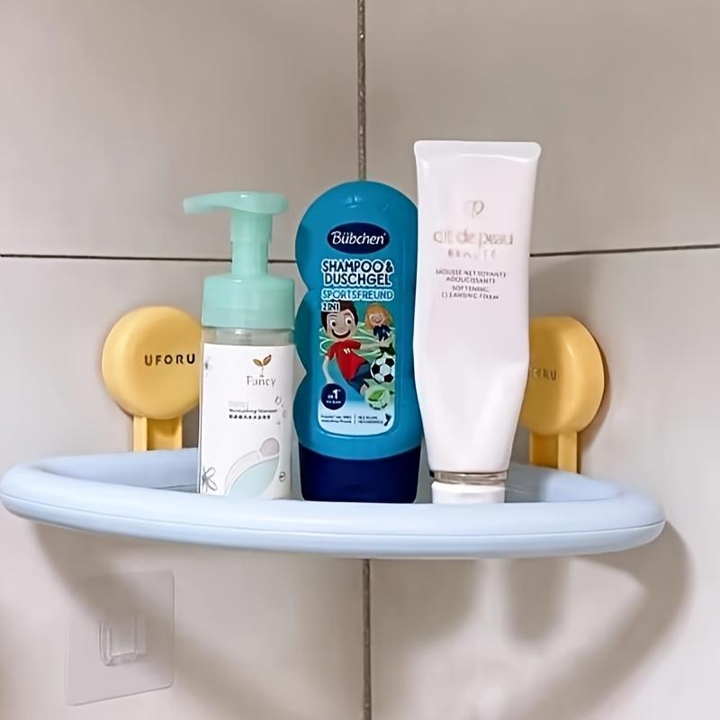 Sturdy Space-Saving Suction Cup Bathroom Shelf No Drilling Required, Multifunctional Storage Shelf for Shower and Toilet Walls Tiles, Corner Shelves