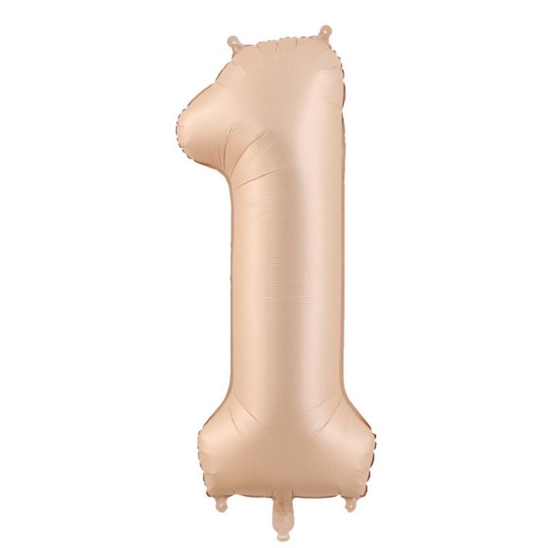 New 32-inch Caramel Cream-colored Aluminum Film Digital Balloon Children's Birthday and First Birthday Party Decoration