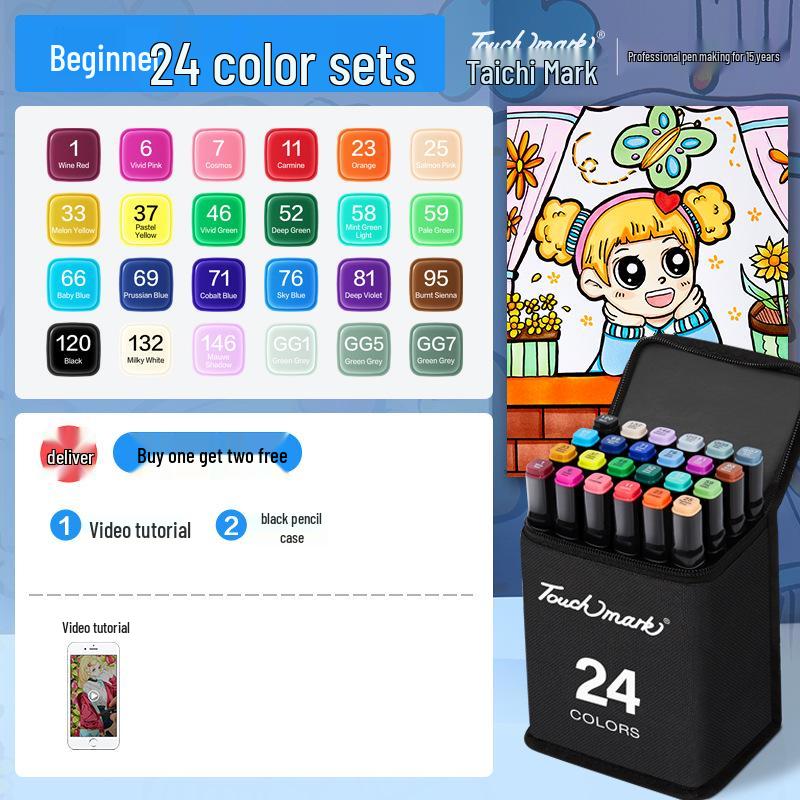 Dual-Tip Art Marker Set - 120 Colors, Hard Tip, Oil-Based for Students