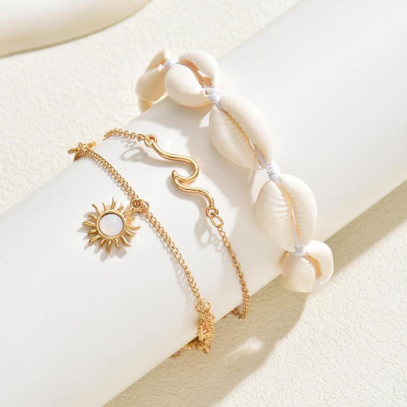 

Новый простой летний набор браслетов на ногу из натуральных ракушек, повседневный пляжный отпуск, регулируемые по размеру украшения для лодыжки