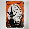 Vintage Halloween Metal Sign Rusty Weathered Spooky Scene Castle Bats Pumpkins Jack-O'-Lanterns Home Wall Decor Tin Sign for Bar