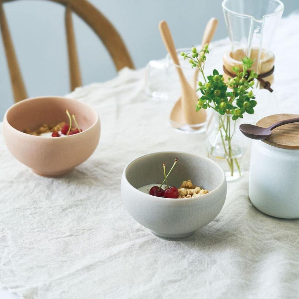 A Pair of Bowls, Each 12.5cm Diameter X 7.6cm High, Measuring 540ml, with a Soft, Crystalline Glass-like Texture. The Pair, Gray and Pink, Make a Perf