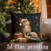Home Decor Christmas Cat & Decorative Pillow Covers Pattern Cushion Cover Suitable for Sofa Bedroom Car Pillow Cover