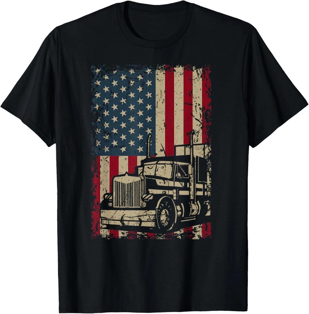 Truck Driver USA Flag Gift Patriotic Trucker Gift Unisex T-Shirt