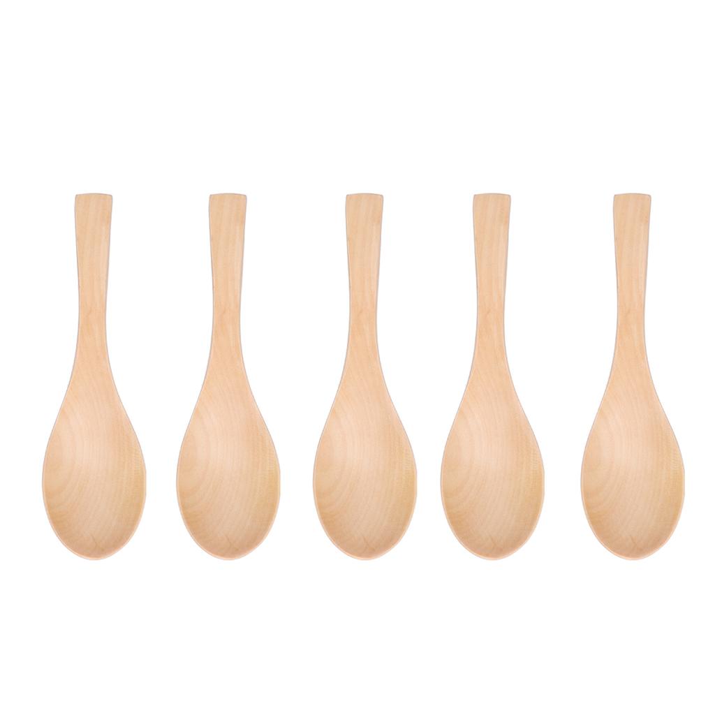5 Stück Holzlöffel Natur Handpoliertes Geschirr Küchenhelfer für Zuhause Restaurant