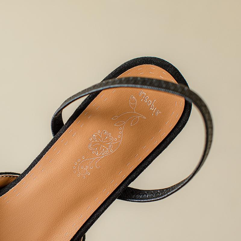 Women's High-heeled Sandals Summer Small Fragrant Style Pointed Thin Heel Color Matching Large-size Sandals