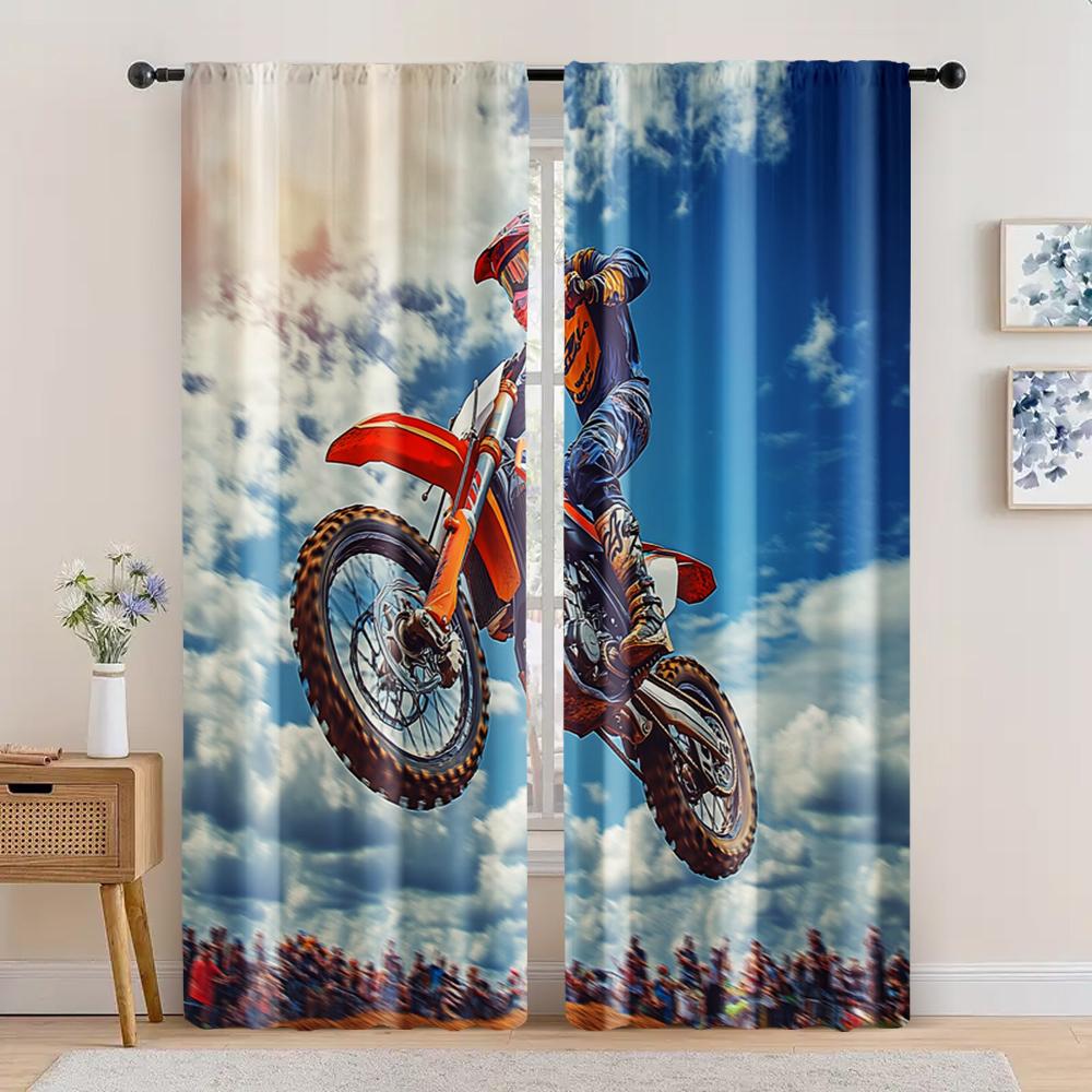

2 шт., Шторы для окон мотокросс мотокросс Светофильтр Праздничный декор для стен Использовать для дома Ежедневный декор 29x65in(75x166cm)