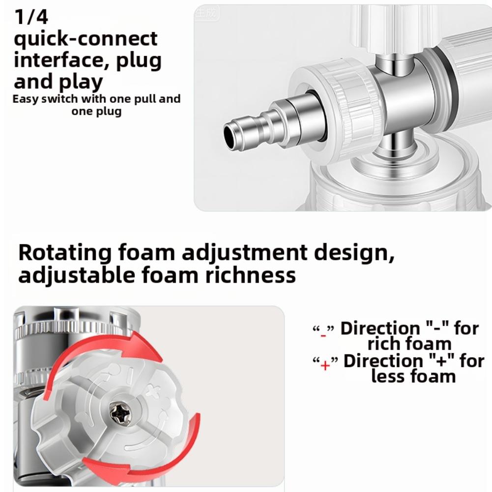 For Boat Cleaning Transparent Foam Can Power Washer Accessory 2-stage Nozzle Foam Injection Knob Enhanced Foam Generation