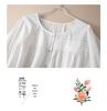 White Puff Sleeve A-line Top for Women - Korean Style, Summer 2026, Round Neck, Accordion Pleats