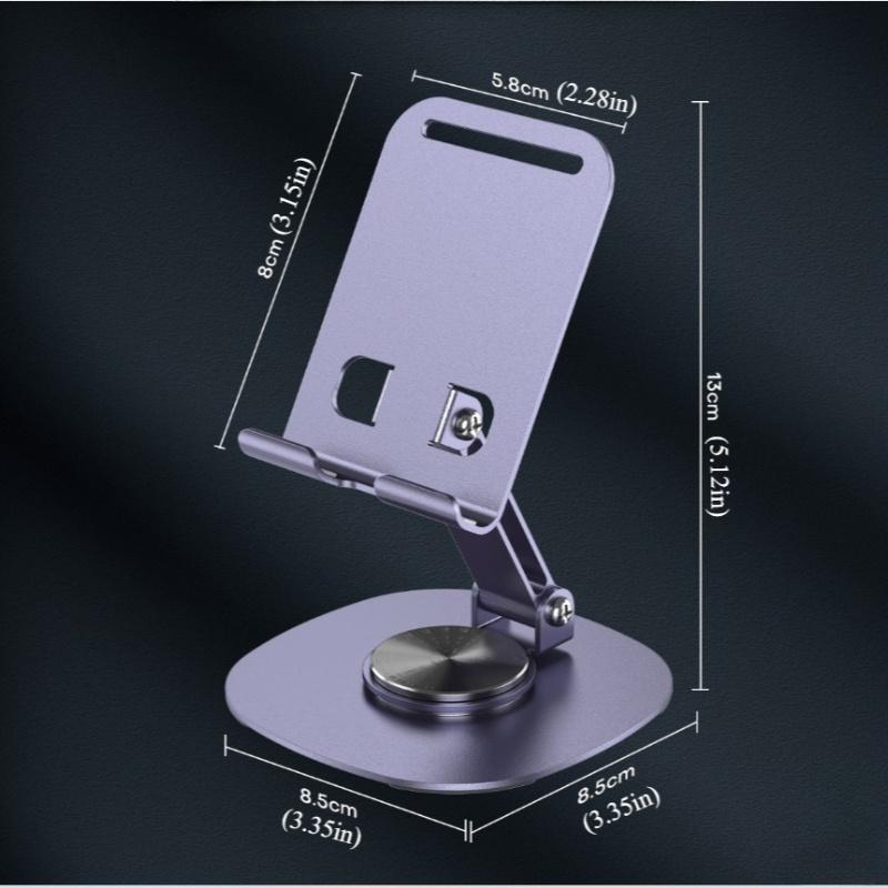 Foldable Metal Phone Stand - 360° Rotating Compact Holder for Smartphones, Tablets, Office & Travel Accessory