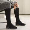 Soft leather boots but knee boots spring autumn and winter fashion thick heel boots riding boots medium heel high knight boots