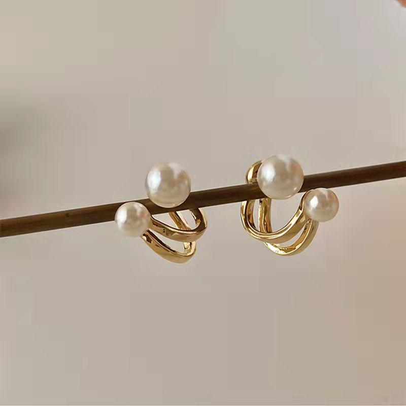 Elegant Two-Way Pearl Stud Earrings for Women – Unique French Retro Design, High-End Jewelry
