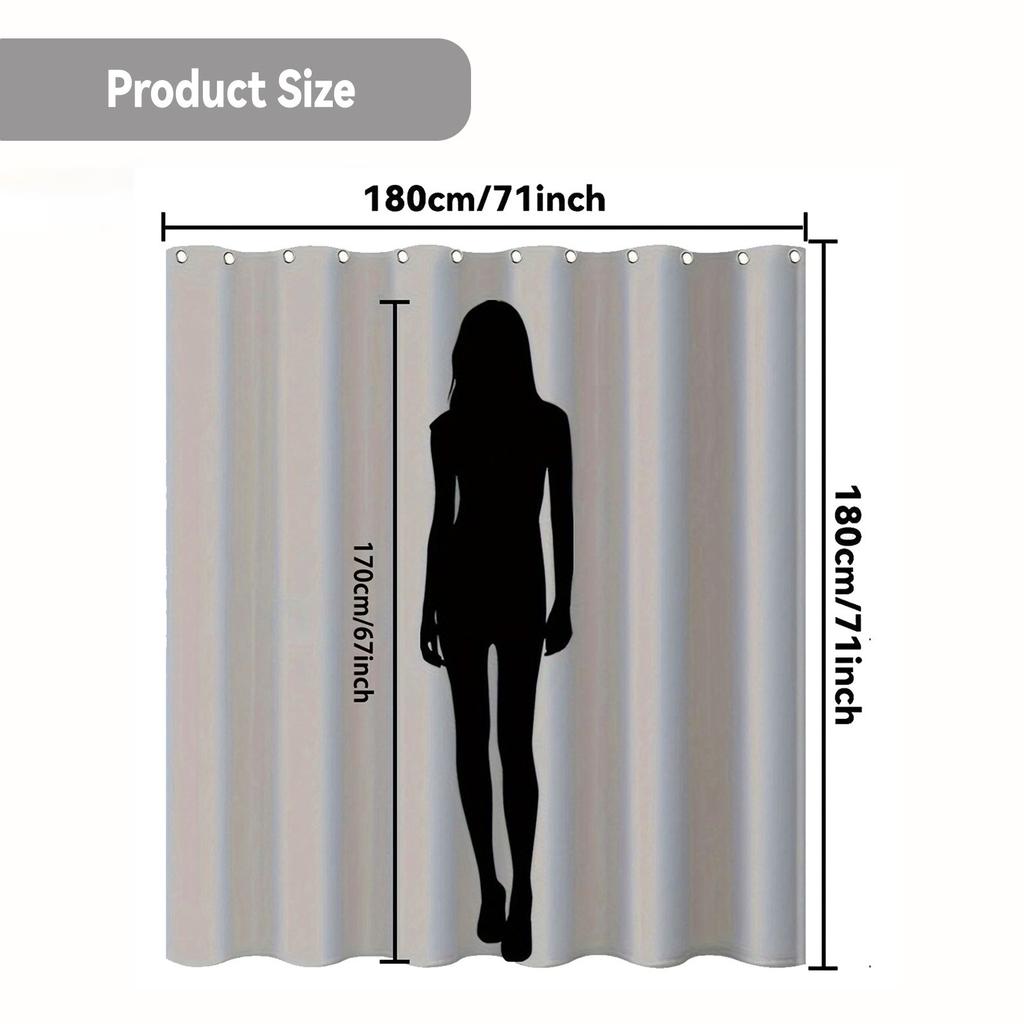 1pc Simple Fashion White Flower Pattern Printed Shower Curtain, Polyester Fabric with Hooks, Simple Style Window And Wall Bathtu