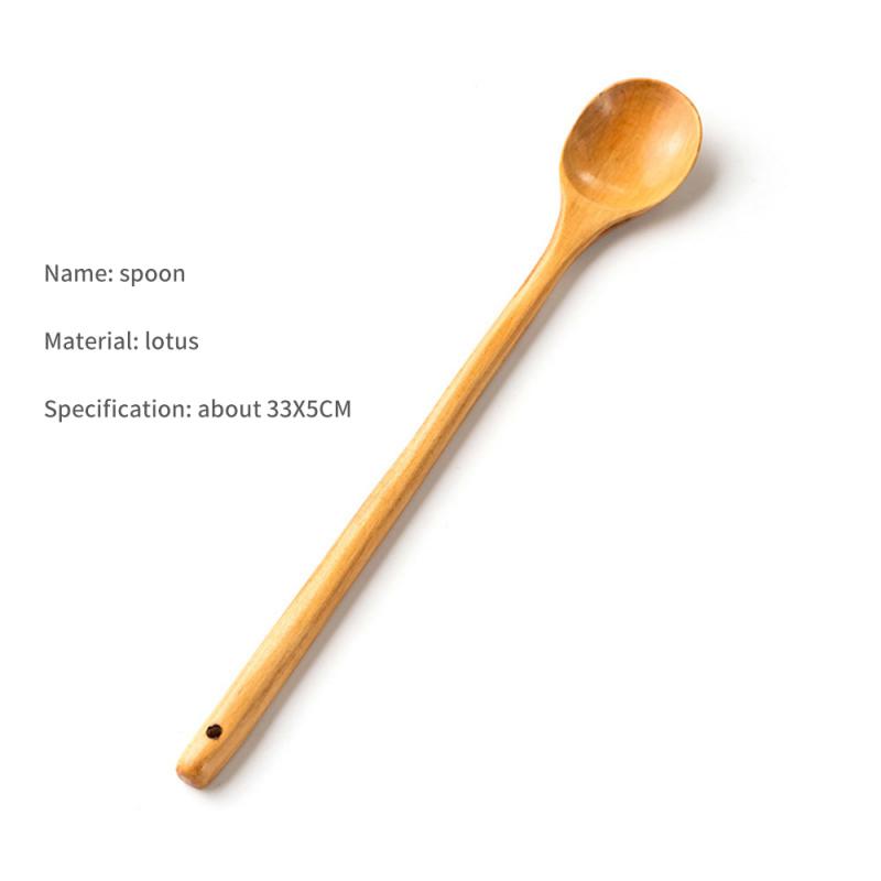 Japanese-Style Long Handle Wooden Spoon Coffee Stirring Rod Tea Dessert Spoon Mixing Soup Spoon Tableware Kitchen Supplies