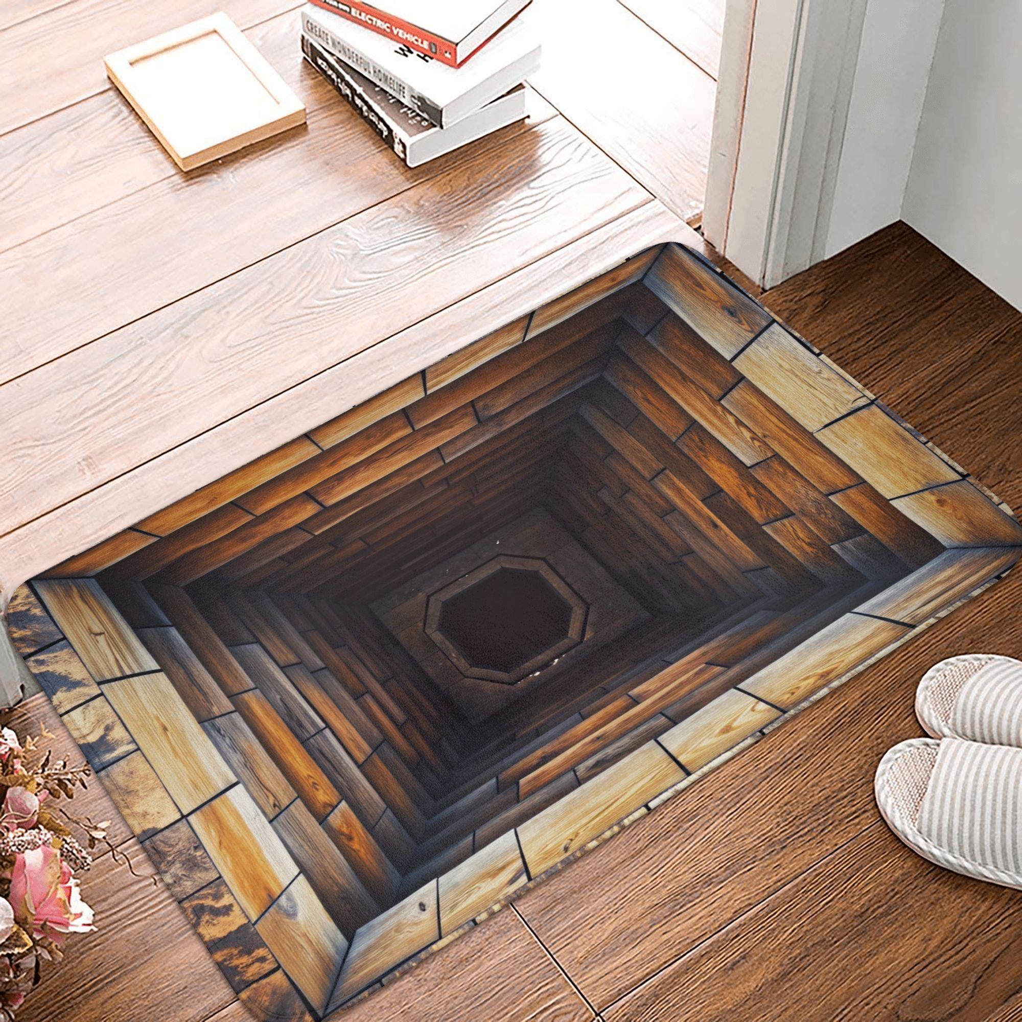 

3D Optical Illusion Endless Abyss Doormat Anti-Slip Bath Kitchen Mat Toilet Door Floor Entrance Carpet Rug 40cmx60cm