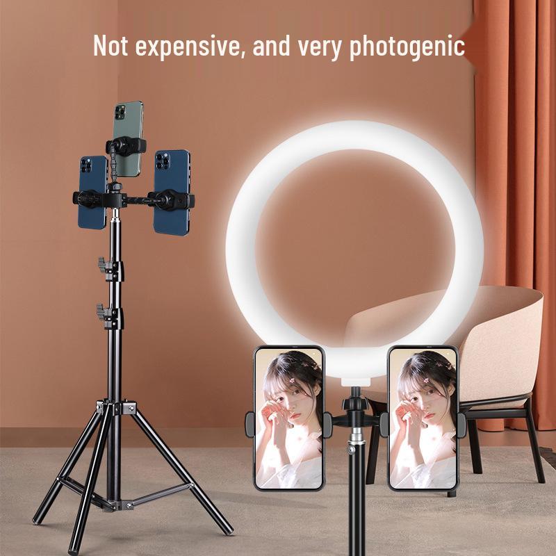 Dual-angle Mobile Phone Tripod with Fill Light for Live Streaming and Recording