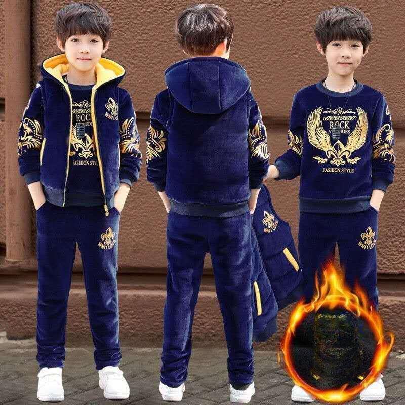 Tuta invernale da ragazzo bambino adolescente vestiti Tigre velluto giacca + maglione + pantaloni set da tre pezzi bambini 8~12 anni
