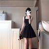 Women's 2025 French Hepburn Black Spaghetti Strap Dress - Slimming & Sexy Summer Style