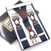 Men's Six-Clip Jacquard Wide Suspenders with Printed Webbing