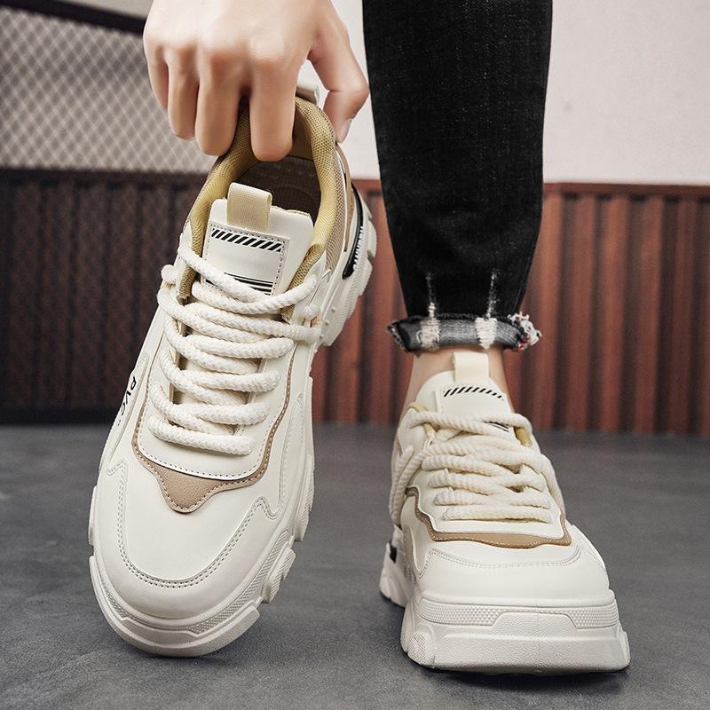 Autumn and Winter Leather Martin Shoes Men's Outdoor Tooling Men's Shoes 2024 New Casual Low-top Trendy Shoes Men's Height Increase