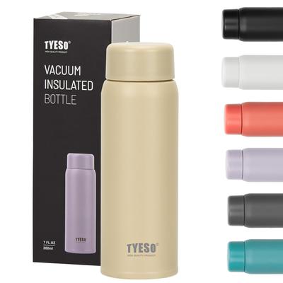 Bouteille d'eau isotherme Tyeso de 200 ml en acier inoxydable, légère et fine, isolée sous vide, facile à transporter, légère et à large ouverture.