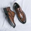 Brown Leather Shoes Autumn Brock Business Derby Shoes Height Up Casual British Soft-soled Wedding Groom Shoes