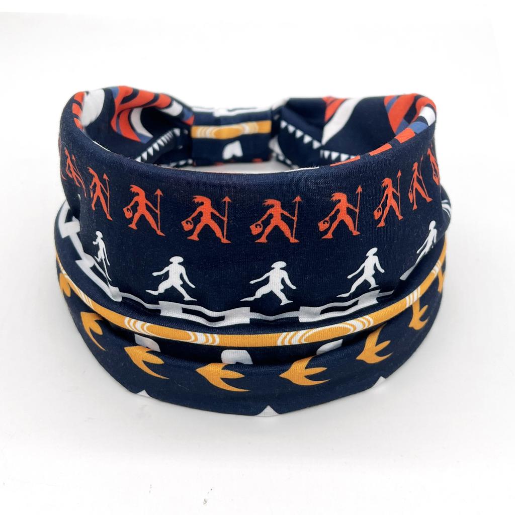 European American Women's Hair Band African Print Pattern Wide Edge Elastic Knot Sports Yoga Headband Women's Headwear Hair