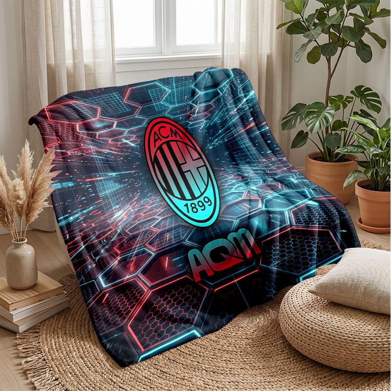 AC Milan Theme Blanket Soft Flannel Blanket Plush Throw Blanket Cozy Sofa Bed Blanket for Home Decor