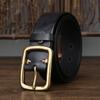 Men's Vintage Vegetable Tanned Leather Belt Brass Buckle Youth Belt Men's Casual All-Matching Trendy