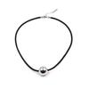 Black Rope Choker Beaded Necklace Fashionable Beaded Collar Chain with Lock Charm Fashion Bead Necklace Copper Material