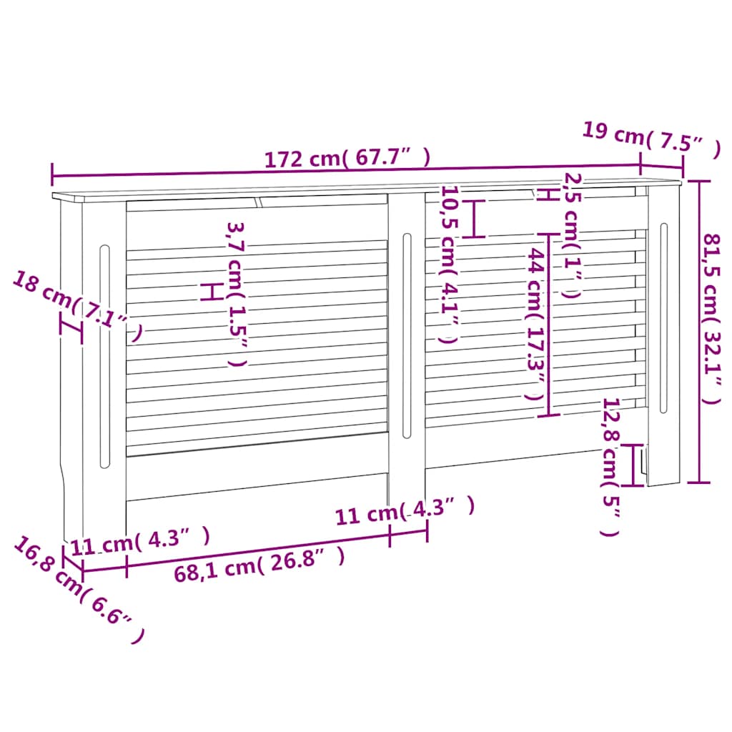 Radiator Covers 2 pcs White 172 * 19 * 81.5 cm MDF