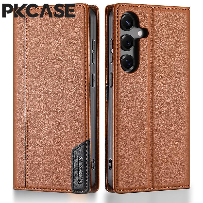 

Shockproof Card Slot Wallet Flip Leather Case For Samsung S25 Edge S24 S23 FE Plus A17 A07 A56 A36 A26 A16 A06 Cover Galaxy A06 5G коричневый