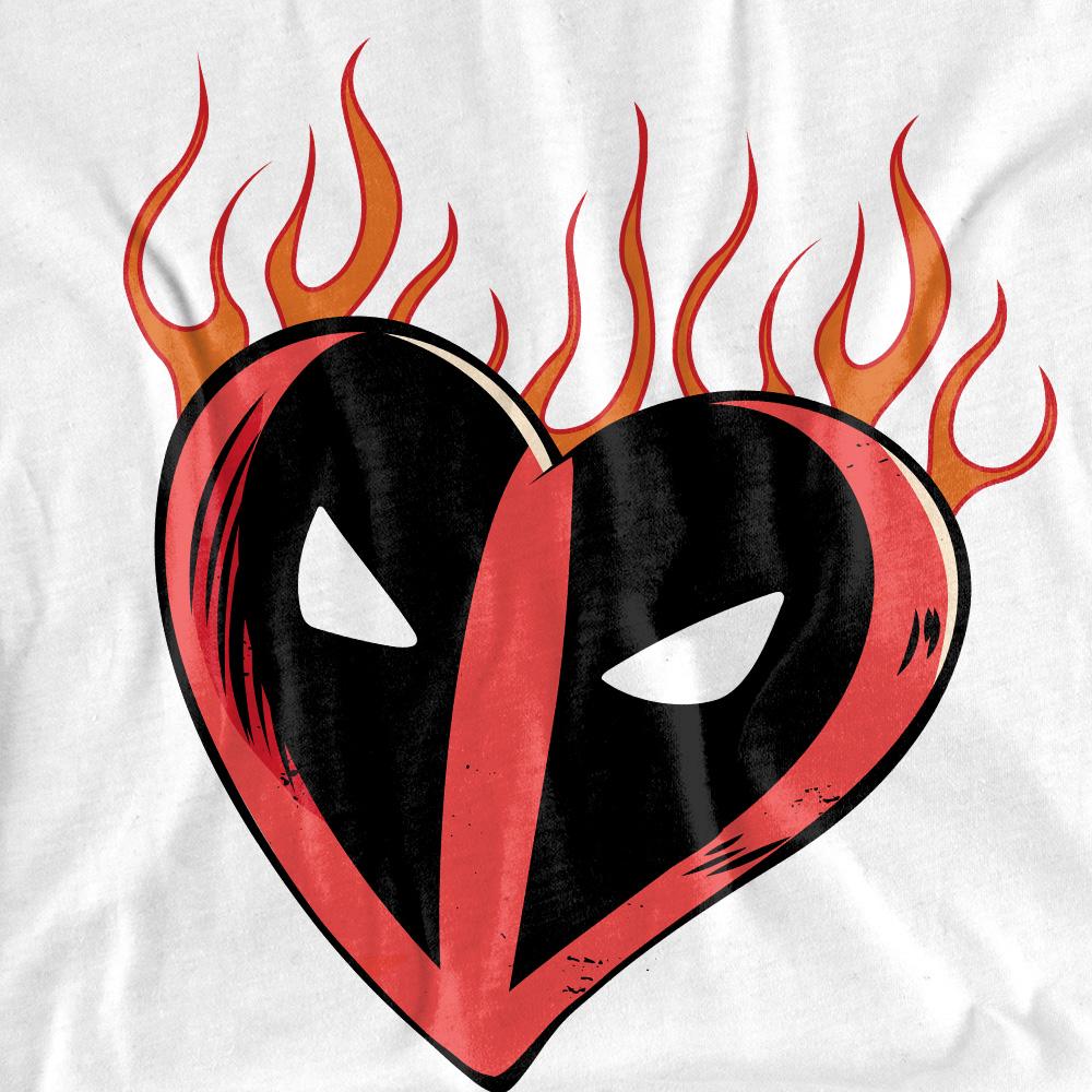 Deadpool Unisex Adult Flaming Heart T-Shirt