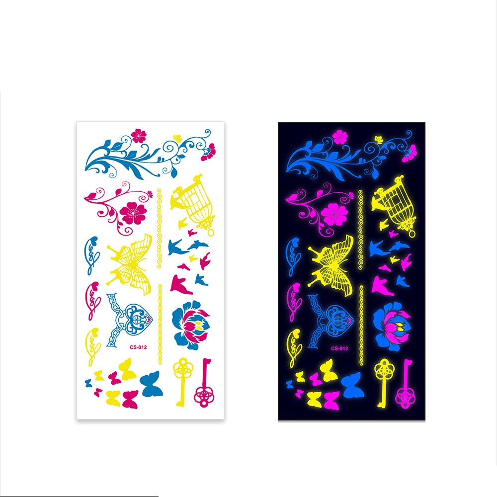 Halloween Fluorescent Stickers Funny Arm Ghost Face Waterproof Tattoo Stickers Women Men Party Supplies Masquerade Cosplay Props