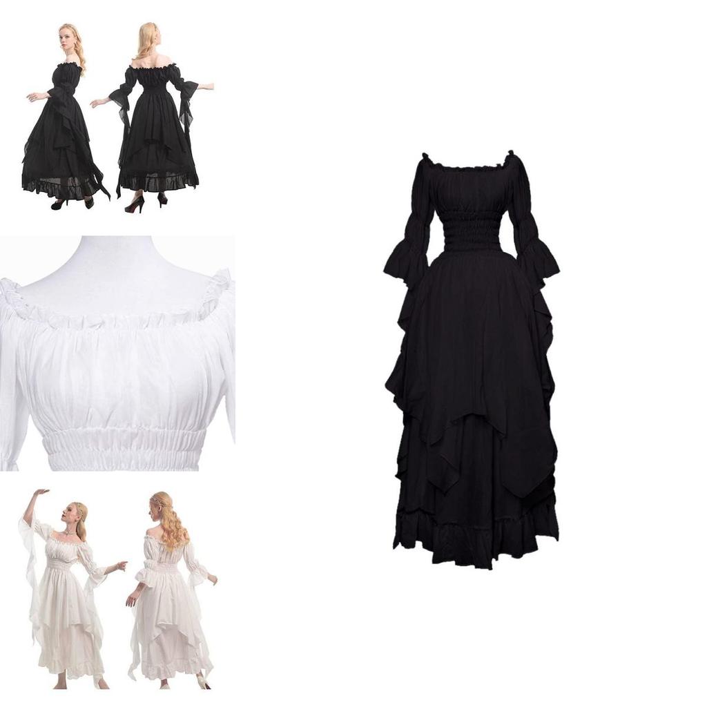 Qita Mittelalterliches Halloween Cosplay Kleid mit Bindetaillenband und Hofstil langem Rock Europäische und Amerikanische Fantasy-Elemente Größen S-xxl)