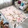 VIKAMA Pink Rabbit Printed Carpet Bedroom Living Room Decoration Carpet Easter Decoration Carpet Home Decoration