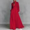 Abito Pieghettato a Vita Alta Sottile a Maniche Lunghe Stile Europeo e Americano Francese Temperamento Elegante Retro Casual Stile Vacanza