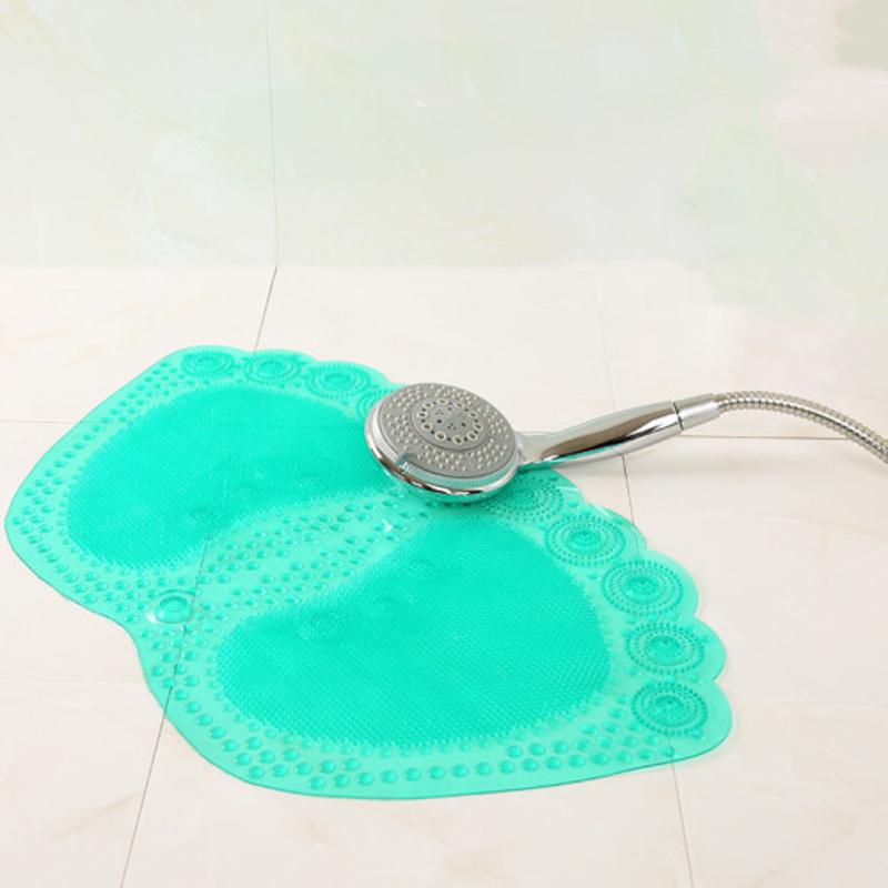 WTEMPO 1PC Simple Footprint Shaped Mat Suction Cup Non-slip Mat for Home Bathroom Hotel Transparent Massage Foot Mat