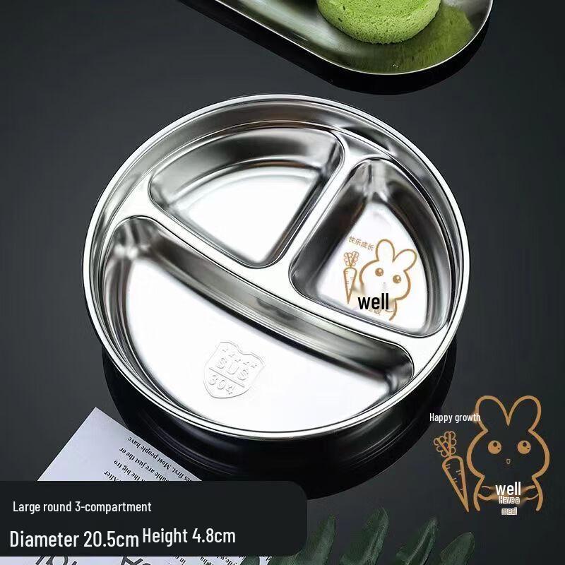 

Stainless Steel 2-Compartment Divided Meal Plate