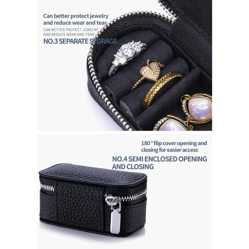 PU Leather Miniature Jewelry Storage Case Portable Design Travel Organiser For Earrings Rings And Necklaces
